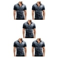 thumbnail image 2 of Qarigey Camisa vaquera fina para hombre, suave, con bolsillos, ajustada, ligera, elástica, de manga corta, ropa de moda, camiseta vaquera Type2 NO2, 2 of 6