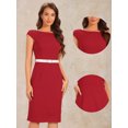 thumbnail image 2 of DARING DIVA Women's Cap Sleeve Boat Neck Pencil Dresses M Red, 2 of 6