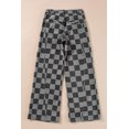 thumbnail image 5 of Ushdele Dark Grey Checkered Wide Leg Jeans: Timeless Elegance, 5 of 8