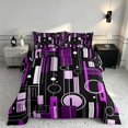 thumbnail image 2 of Manfei Contemporary Abstract Queen Comforter Set, Geometric Circle Rectangle Comforter Sets Queen, Purple and Black, Black Reversible 3pcs, 1 Comforter and 2 Pillowcases, 2 of 6