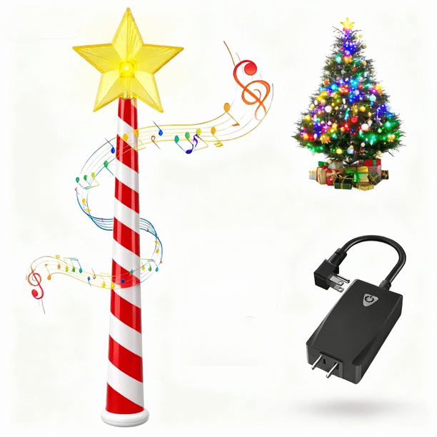 Varita mágica navideña con control remoto, control remoto para luces navideñas, decoraciones y adornos para el árbol de Navidad (incluye receptor).