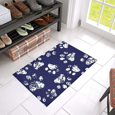 Paw Print Rug MKHERT Cat or Dog White Paw Prints Doormat Rug Home Decor Floor Mat Bath Mat 23.6x15.7 inch ()