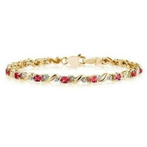 10k Yellow Gold Diamond and Ruby Bracelet