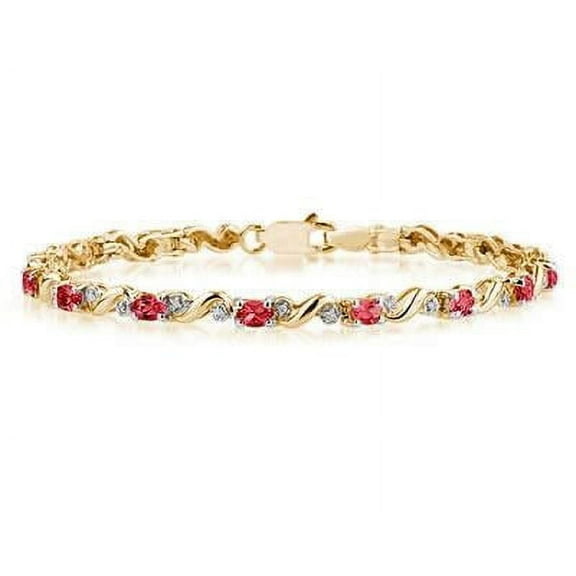 10k Yellow Gold Diamond and Ruby Bracelet