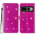 thumbnail image 6 of For Google Pixel 7 Pro Wallet Case Bling Shiny Premium PU Leather with RFID Blocking Card Slots Holder Magnetic Flip Kickstand Shockproof Wrist Strap Cover For Google Pixel 7 Pro, Rose, 6 of 7