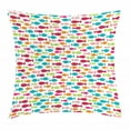 thumbnail image 1 of Fish Throw Pillow Cushion Cover, Colorful Silhouettes of Fish Pattern Nautical Illustration with Simplistic Animals, Decorative Square Accent Pillow Case, 16 X 16 Inches, Multicolor, by Ambesonne, 1 of 2