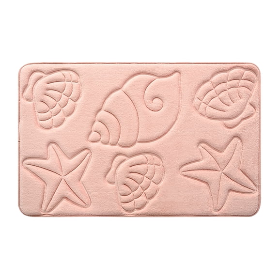 Memory Foam Shell Starfish Bath Rugs Sets Ocean Beach Bathroom Mat Soft Absorbent Non Slip Floor Carpet for Coastal Bedroom Living Room Kitchen Entryway (Pink, 23.6x15.7'')