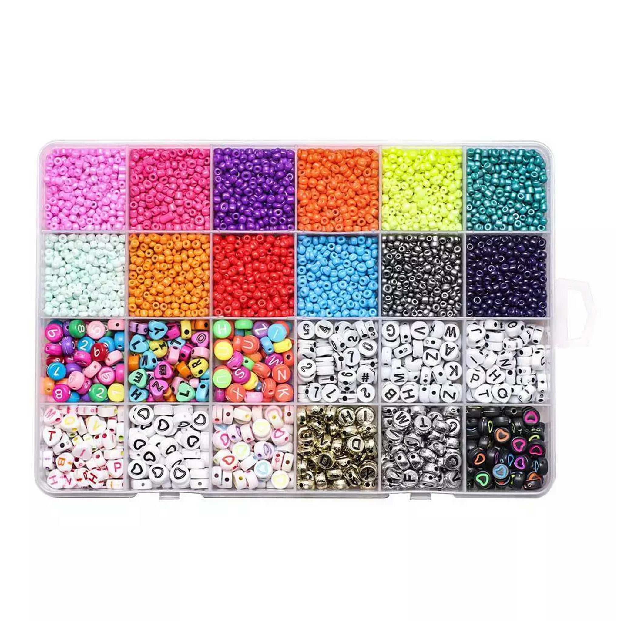 U8MO 1Box 4mm Glass Spacer Beads lot 6mm Plastic Letter Beads Kit for Jewelry Making