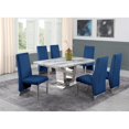 thumbnail image 2 of White Marble 7 piece Dining Set with Silver Stainless Steel Base, 2 of 4