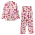 thumbnail image 6 of Garronmavis Pink Flower Women's Pajama Set 2 Piece Button Down Top & Lounge Pants Lightweight Sleepwear Set Soft Breathable Night Clothes for All Seasons, 6 of 7