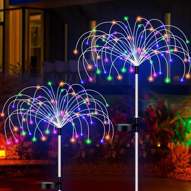 Luces LED solares de fuegos artificiales para jardín al aire libre, lámpara de hadas de 8 modos, impermeable, decoración de paisaje de Patio, 90/120/150 LED
