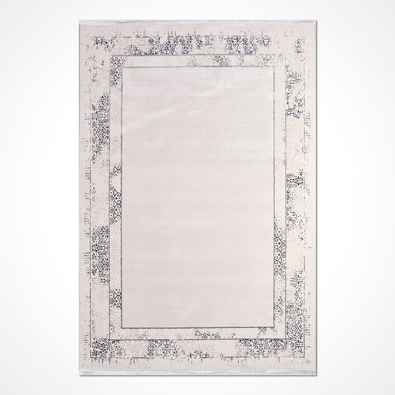 Oaklee Beige Framed Polyester Area Rugs for Living Room Jacquard Textured Modern Rugs Soft Geometric Rug for Bedroom Mid Century Washable Rug Non-Slip Bohemian Perfect for Dining Room Office