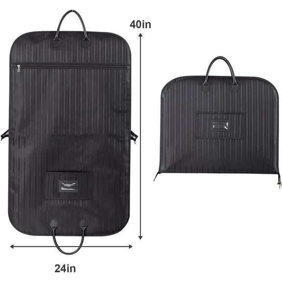 Foldable Travel Garment Bag for Men, Waterproof Suit Carrier with Trolley Sleeve, Black