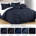 thumbnail image 5 of Chezmoi Collection Sydney 7-Piece Pinch Pleat Comforter Set, Lightweight Pintuck Bedding for All Season, Full, Midnight Blue, 5 of 9