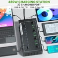 thumbnail image 2 of Estación de carga ALI SEA de 20 puertos USB C 480 W para múltiples dispositivos, 2 of 8