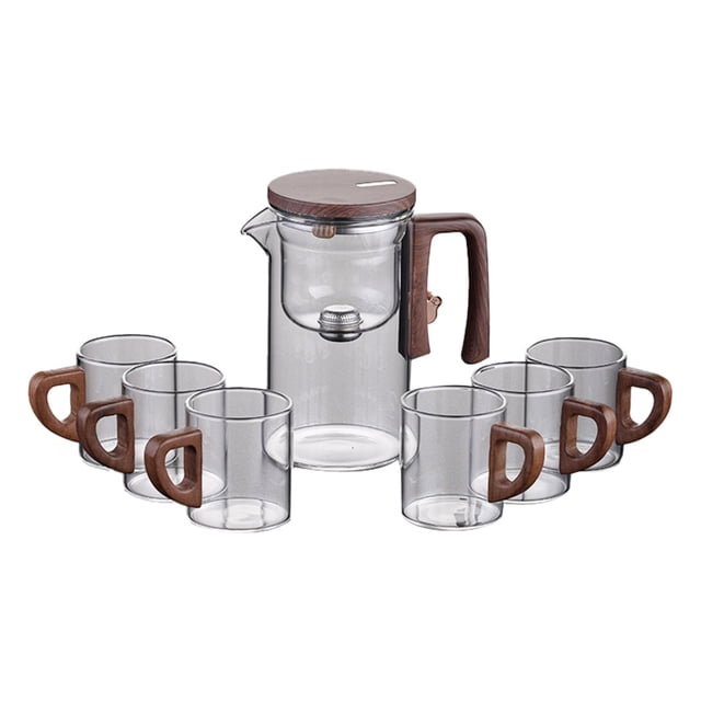 HAOMONZEN Water Separation Glass Teapot with Wooden Handle Teapot Glass Teapot with Infuser Magical Teapot Glass Glass Teapot with Strainer Filter Teapot with Infusers Deals of the Week