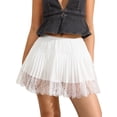 thumbnail image 1 of Women Lace Mini Skirt Low Rise Pleated Ruffle Half Slip Skirt Layered Flowy Short Skirt Streetwear, 1 of 8