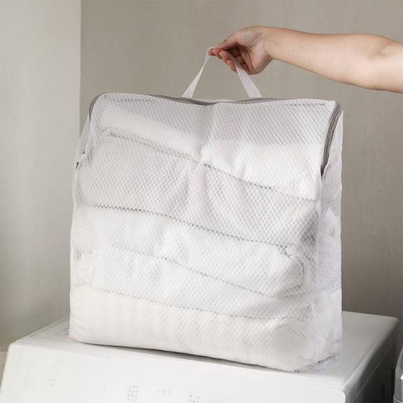 1Pcs Organic Cotton Laundry Bags with Zipper and Hanging Loop for Delicate Underwear and Socks, 3 Sizes (S, M, L) Mesh Laundry Bag, Durable Cotton Mesh Laundry Bag