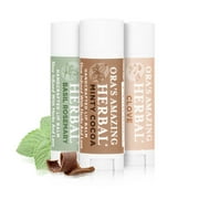 Natural Lip Balm Gift Set, Basil Rosemary, Clove, Mintyliptus Ora's Amazing Herbal, 3 Pack