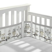 BreathableBaby Breathable Mesh Crib Liner – Classic Collection – Owl Fun Gray – Fits Full-Size Four-Sided Slatted and Solid Back Cribs – Anti-Bumper