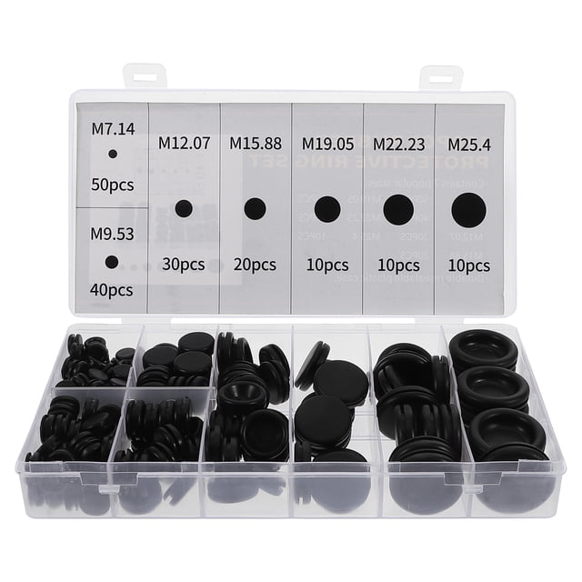 Miangastore Assortiment de Illets Circulaires en Caoutchouc pour Boîtes Électriques 170 Pcs