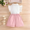 thumbnail image 4 of HOMBOM Big Girls Summer Outfits Solid Color Ruffle Flutter Sleeve Bow Shirt & Sequin Split Skort 2 Piece Sweet Casual Set Age 5-14 Years,Pink,9 Years, 4 of 9
