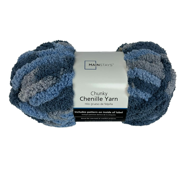 Mainstays Chunky Chenille Yarn 31.7 yd Multi Blue 100 Polyester Super Bulky Pack of 4 Walmart