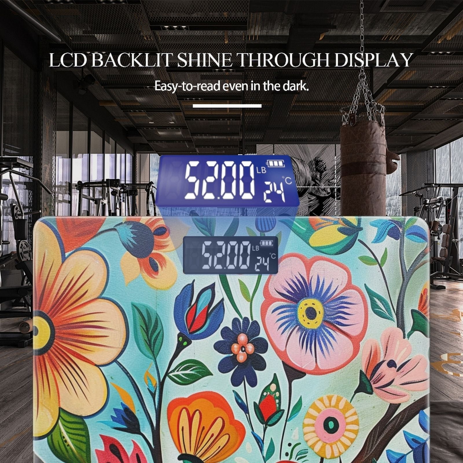 High Precision Body Weight Scale Smart Bathroom Scales with Large LCD Display(400lbs),Decorative for Bedroom-Vibrant Tree Of Life With Colorful Flowers And Leaves
