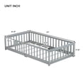 thumbnail image 2 of Alvantor Twin Size Floor Bed, Solid Wood Toddler Bed with Slat and Fence Guardrail, Montessori Floor Bed for Kids, Boys, Girls,Gray, 2 of 8