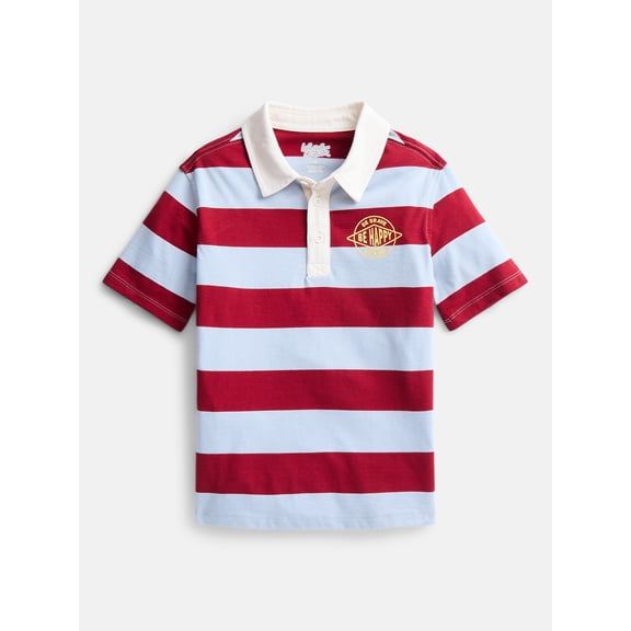 Wonder Nation Little Boys' Rugby Polo with Short Sleeves, Sizes 4-10