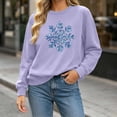 thumbnail image 3 of gbyLJF Women's Snowflake Christmas Sweatshirt Fuzzy Long Sleeve Holiday Tops Festival Travel Fleece Warm Pullover, 3 of 6