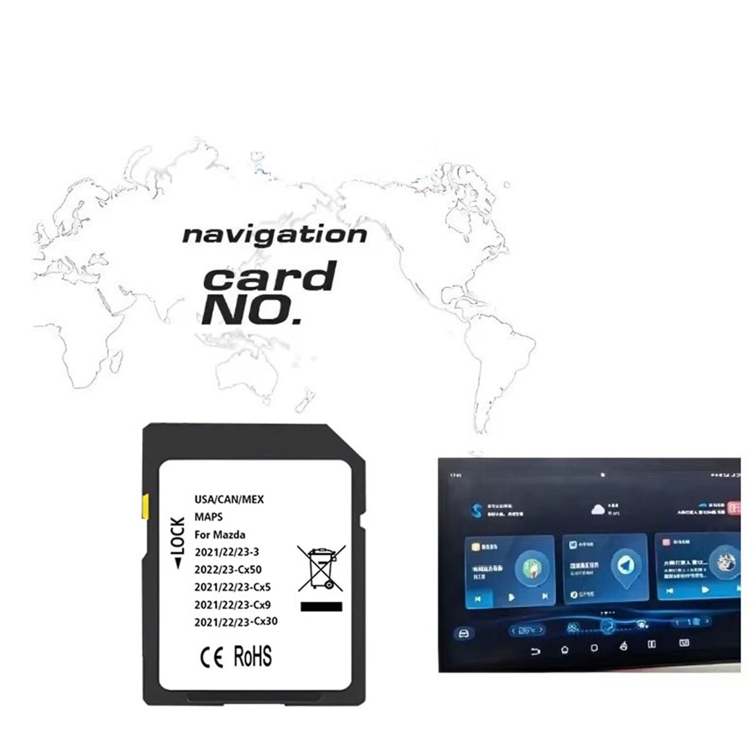 Navigation SD Card Compatible with Cx5,Cx30,Cx50,3（2021/2022/2023), maps for USA/CAN/MEX