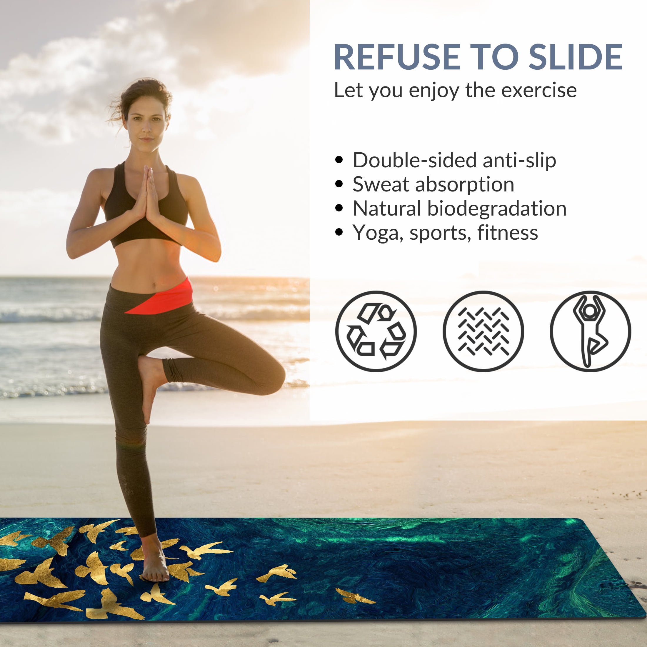 Zeronic Yoga Mat Premium Printing Non Slip Exercise & Fitness Mat for All Types of Yoga, Pilates & Floor Workouts (72" x 24" x 6mm Thick)