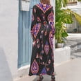 thumbnail image 3 of Boho Floral Heart Pattern Women's Long Dress Long Sleeves Dress Vintage Dresses Party Maxi Dress High Waist Dress, 3 of 4