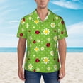 thumbnail image 2 of Fuzoiu Daisies And Ladybugs Print Hawaiian Shirt for Men, Summer Beach Casual Short Sleeve Button Down Shirts, Men’s Beach Summer Shirts with Pocket,Large, 2 of 7