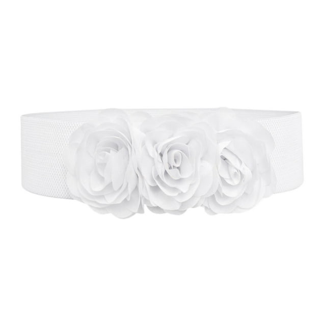 Cinturón ancho para mujer Cinturón elástico ancho Estilo vintage Cinturón de moda para Blanco