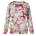 thumbnail image 4 of WXLWZYWL Trendy Sweatshirts For Women 2023 Women Classic And Winter Floral Print Crewneck Long Sleeve Loose Sweatshirt Tops, 4 of 5