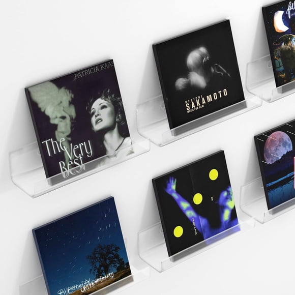 Hcikoat 6 Pack Vinyl Record Holder, 12Inch Clear Acrylic Record Shelves for Albums Frames for Vinyl Records to Display, Unique Decor for Music Records Collector and Vinyl Love