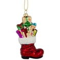 thumbnail image 4 of Northlight 4.5" Shiny Red Present Filled Stocking Hanging Glass Christmas Ornament, 4 of 5