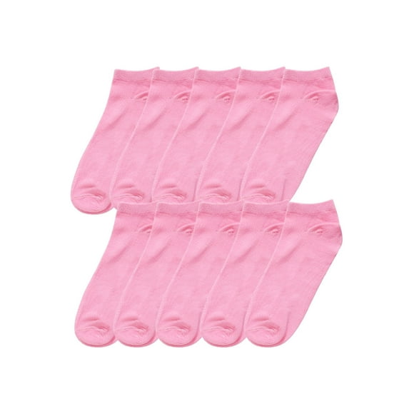 INSPIRE CHIC Women's 10 Pairs Stretch Breathable Cuffs Low Cut Ankle Socks Small Pink
