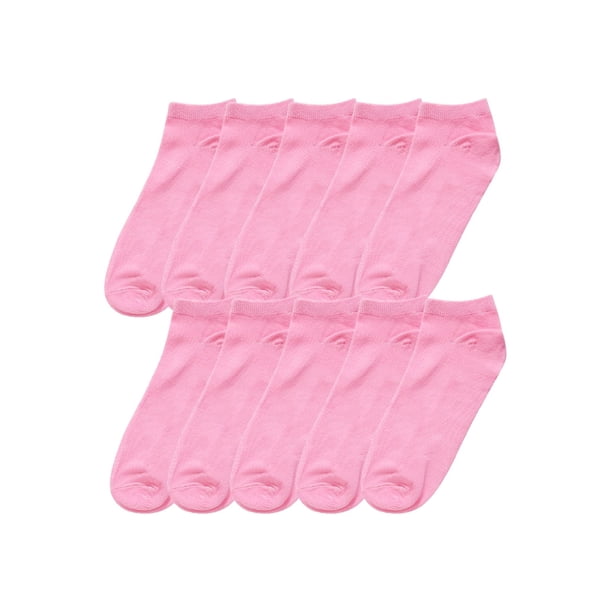 INSPIRE CHIC Calcetines de tobillo bajos de 10 pares para mujer, con pu?os elásticos y transpirables, color rosa medio