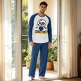 thumbnail image 5 of Mens Halloween Pajama Set Raglan Long Sleeve Cartoon Skull Graphic Top Drawstring Elastic Waist Straight Leg Pants Casual Home Loungewear, 5 of 6
