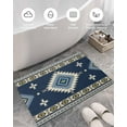 thumbnail image 5 of Shag Bath Rugs Aztec Boho Ethnic Retro Pattern Navy Blue Plush Soft Fluffy Doormat Floor Carpet,Non-Slip Living Room Bedroom Kitchen Entryway Door Mats Tribal Totem, 5 of 6