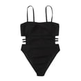 thumbnail image 4 of Floenr One Piece Women’s Bikini Swimsuit Set,Sexy Ribbed Halter Double Straps Front Wrap Bathing Suits,High Waisted Ruched Swimwear Beachwear, 4 of 9