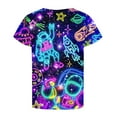 thumbnail image 5 of Byoo Girls' Neon Space Astronaut Print T-Shirt Short-Sleeve Crewneck Graphic Tee Vibrant Casual Top for Kids,Multicolour, 5 of 5