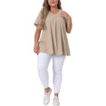 thumbnail image 2 of Agnes Orinda Women's Plus Blouse Casual V Neck Short Sleeve Chambray Tops, 2 of 5