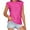Hot Pink-A, variant on Short Sleeve Shirts for Women Half Turtleneck Textured Wave Stripes Tee Blouses Solid Loose Casual Basic T Shirt Tops L Green