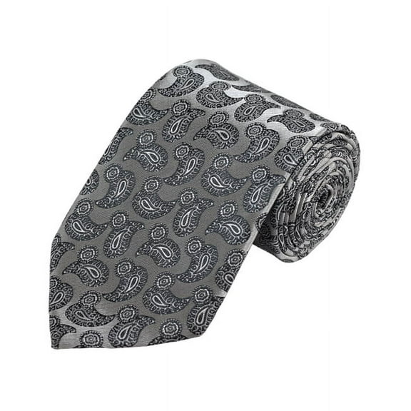 Silver and Grey Paisley Woven Necktie