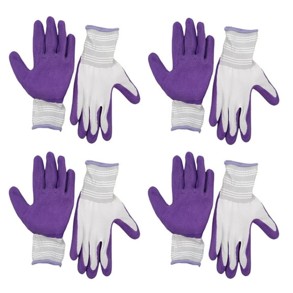 4 Pairs Women's Gardening Gloves - Breathable Rubber-Coated with Enhanced Grip, Durable Outdoor Protection for Garden & Yard Work - Vibrant Purple, Medium