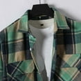 thumbnail image 4 of Feancey Fall Savings Flannel Shacket for Men Plaid Long Sleeve Button Down Shirt Jackets Lightweight Fashion Fall Flannel Shirt Jacket with Pocket Green L, 4 of 6